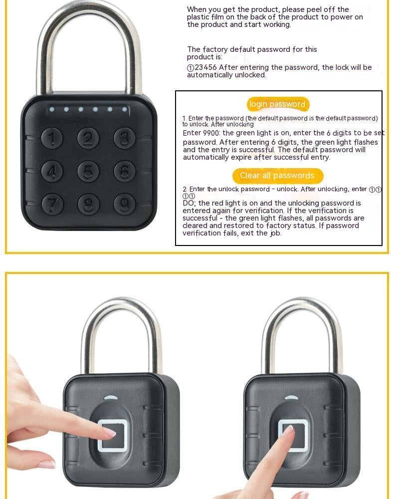 Smart Fitness Padlock with Fingerprint 