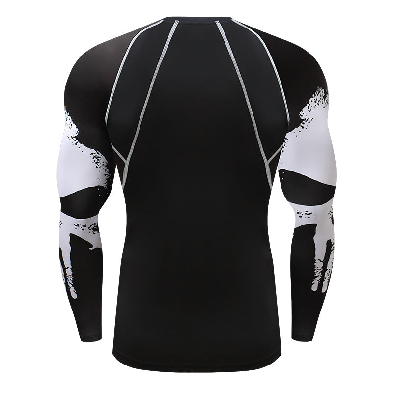 Men’s Skull Compression Long Sleeve – Quick-Dry Gym Shirt