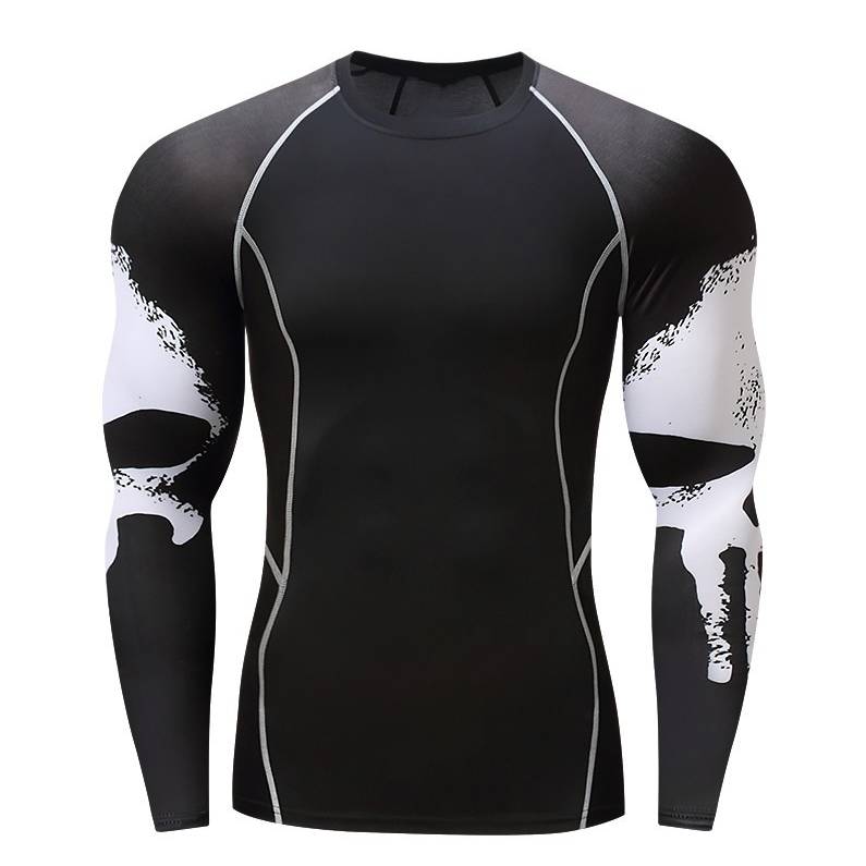 Men’s Skull Compression Long Sleeve – Quick-Dry Gym Shirt